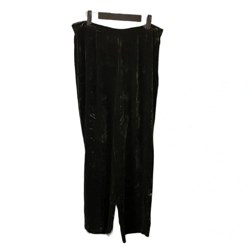 Diane Von Furstenberg Silk Assets Green Velour Vintage Pants